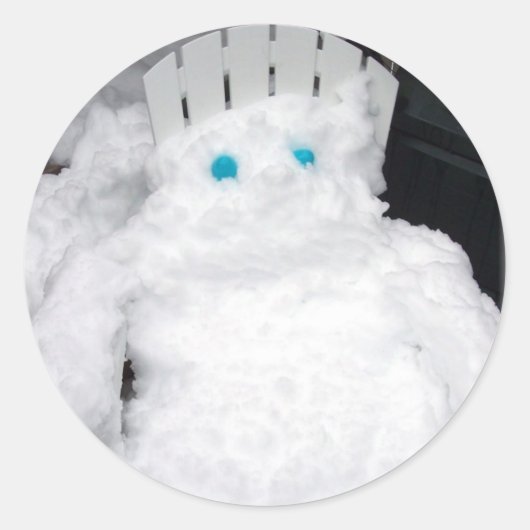 Schneemann Winterschneeschmelzen Runder Aufkleber (Vorderseite)