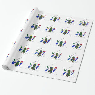 Schneemann-Winterszene Geschenkpapier