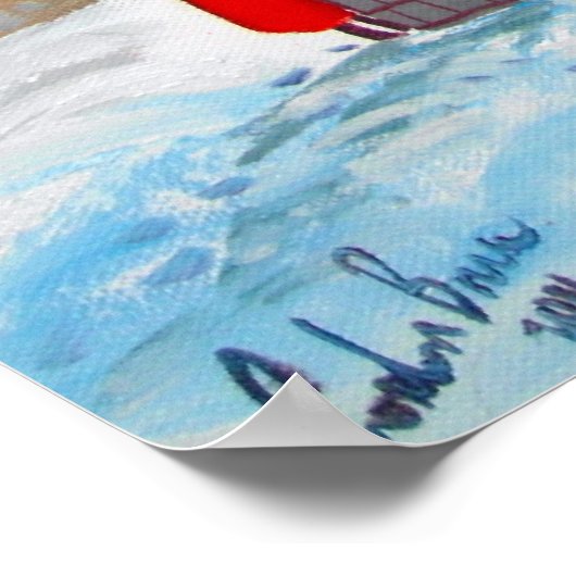 Schneemann Winterszene Volkskunstmalbahn Poster (Ecke)