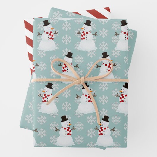 Schneemann Wrapping Paper Flat Sheet Set 3 Geschenkpapier Set (Beispiel)