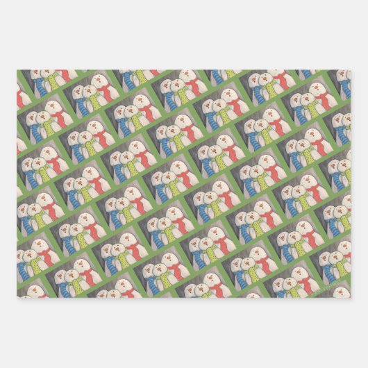 Schneemann Wrapping Paper Flat Sheet Set 3 Geschenkpapier Set (Vorderseite 2)