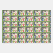Schneemann Wrapping Paper Flat Sheet Set 3 Geschenkpapier Set (Vorderseite)