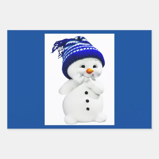 Schneemann Wrapping Paper Flat Sheet Set 3 Geschenkpapier Set (Vorderseite 2)