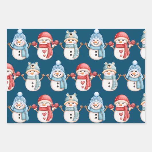 Schneemann Wrapping Paper Set Geschenkpapier Set (Vorderseite 3)