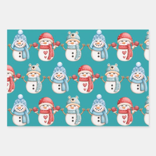 Schneemann Wrapping Paper Set Geschenkpapier Set (Vorderseite 2)