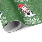 Schneemann zu Weihnachten mit Weihnachtsmannmütze Geschenkpapier (Rolleneckpunkt)