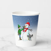 Schneemann zu Weihnachten Pappbecher (Rückseite)