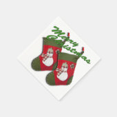 Schneemann zu Weihnachten Strumpf über Weiß Serviette (Ecke)