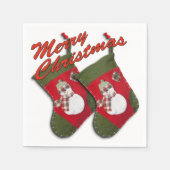 Schneemann zu Weihnachten Strumpf über Weiß Serviette (Vorderseite)