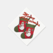 Schneemann zu Weihnachten Strumpf über Weiß Serviette (Ecke)