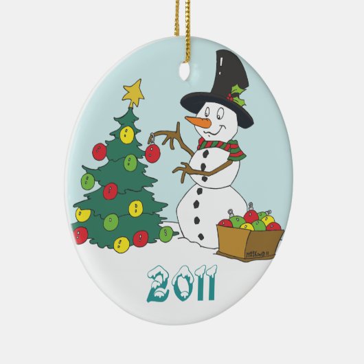 Schneemann-Zutat-Baum Keramikornament (Rechts)