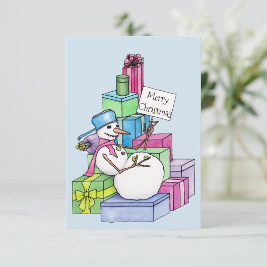 Schneemännchen auf Geschenken (Stehend Vorderseite)