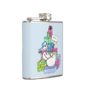 Schneemännchen auf Geschenken Flachmann (Rechts)