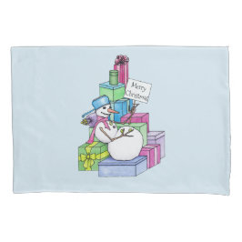 Schneemännchen auf Geschenken Kissenbezug