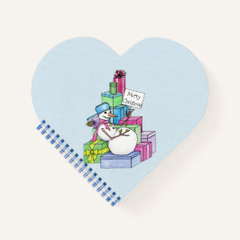Schneemännchen auf Geschenken Notizblock