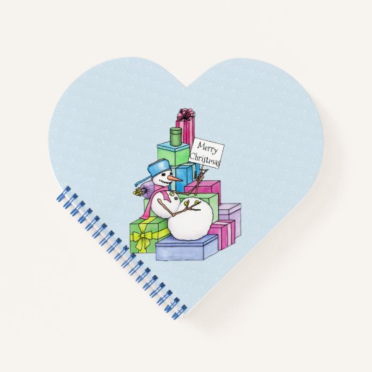 Schneemännchen auf Geschenken Notizblock (Vorderseite)