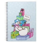 Schneemännchen auf Geschenken Notizblock (Vorderseite)