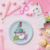 Schneemännchen auf Geschenken Pappteller (Party)