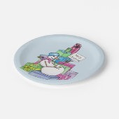 Schneemännchen auf Geschenken Pappteller (Schrägansicht)