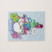 Schneemännchen auf Geschenken Puzzle (Horizontal)