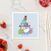 Schneemännchen auf Geschenken Serviette (Beispiel)