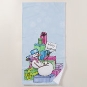 Schneemännchen auf Geschenken Strandtuch (Vorderseite)