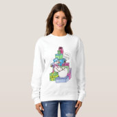 Schneemännchen auf Geschenken Sweatshirt (Vorne ganz)