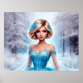 Schneemännchen Schneeflocken niedlich Poster (Vorne)