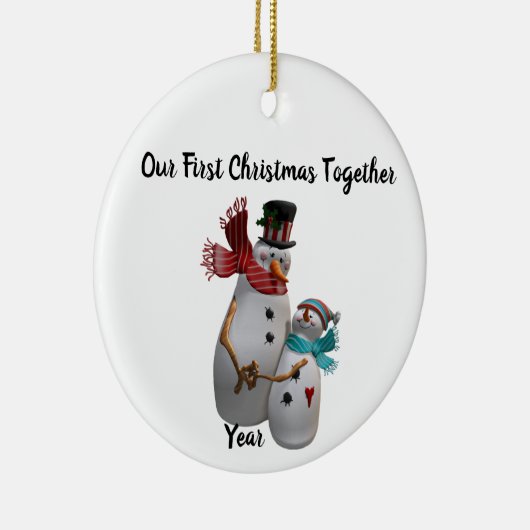 Schneemännchen umarmen Winterschneemänner personal Keramik Ornament (Rechts)