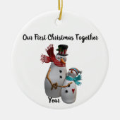 Schneemännchen umarmen Winterschneemänner personal Keramik Ornament (Vorne)