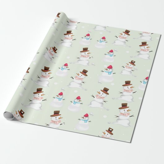 Schneemänner am Wintertag Geschenkpapier (Ungerollt)
