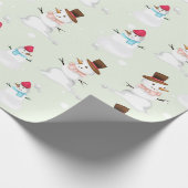 Schneemänner am Wintertag Geschenkpapier (Ecke)