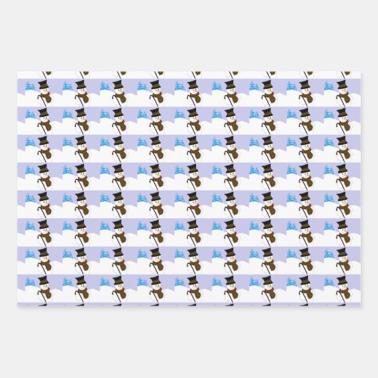Schneemänner am Wintertag Geschenkpapier Set (Vorderseite 3)