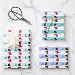 Schneemänner am Wintertag Geschenkpapier Set