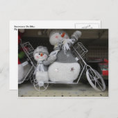 Schneemänner auf dem Fahrrad Postkarte (Vorne/Hinten)