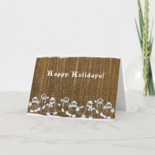 Schneemänner auf Zaunkarte Feiertagskarte