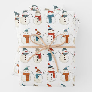 Schneemänner aus Whimsikfisch-Cartoon Geschenkpapier Set