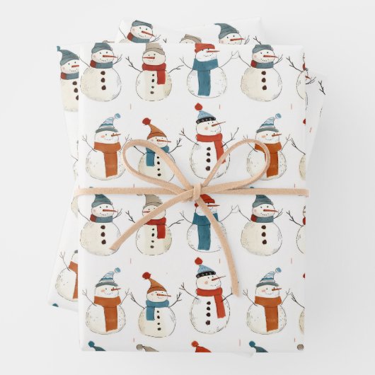 Schneemänner aus Whimsikfisch-Cartoon Geschenkpapier Set (Beispiel)