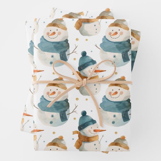 Schneemänner aus Whimsikfisch-Cartoon Geschenkpapier Set (Beispiel)