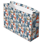 Schneemänner aus Whimsikfisch-Cartoon Große Geschenktüte (Rückseite Schrägansicht)