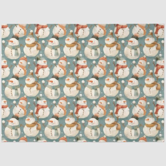Schneemänner aus Whimsikfisch-Cartoon Seidenpapier (Vorderseite)