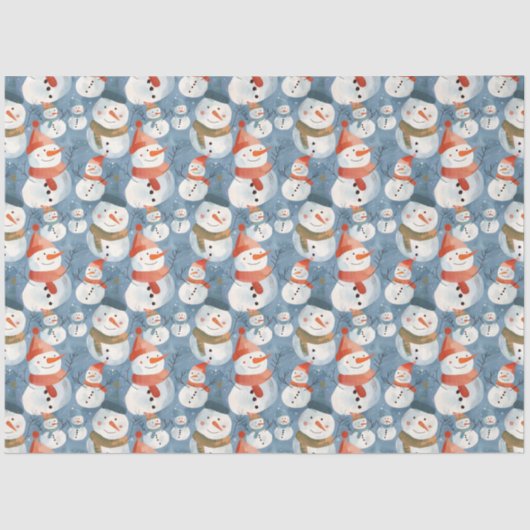 Schneemänner aus Whimsikfisch-Cartoon Seidenpapier (Vorderseite)