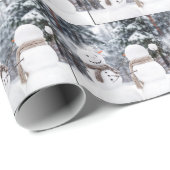 Schneemänner beim Schneeballkampf Geschenkpapier (Rolleneckpunkt)