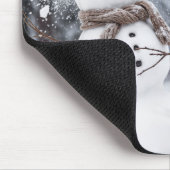 Schneemänner beim Schneeballkampf Mousepad (Ecke)