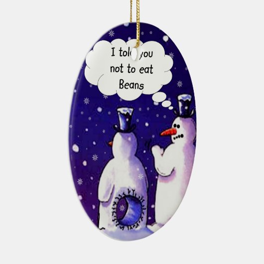 Schneemänner essen nicht Bohnen Keramikornament (Rechts)