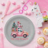 Schneemänner fahren Pink Truck Tree Geschenke Pappteller (Party)