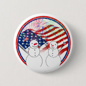 Schneemänner feiern Unabhängigkeit Button (Vorderseite)