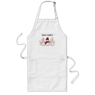 Schneemänner Frauen halten Weinbrille Rosé Red Whi Lange Schürze