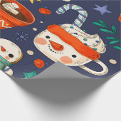 "Schneemänner & heiße Schokolade" Geschenkpapier (Ecke)
