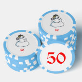 Schneemänner hellblau 50 gestreifter Poker-Chip Pokerchips (Stapel)